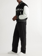 GIVENCHY - Logo-Appliquéd Leather-Trimmed Wool-Blend Bomber Jacket - Black