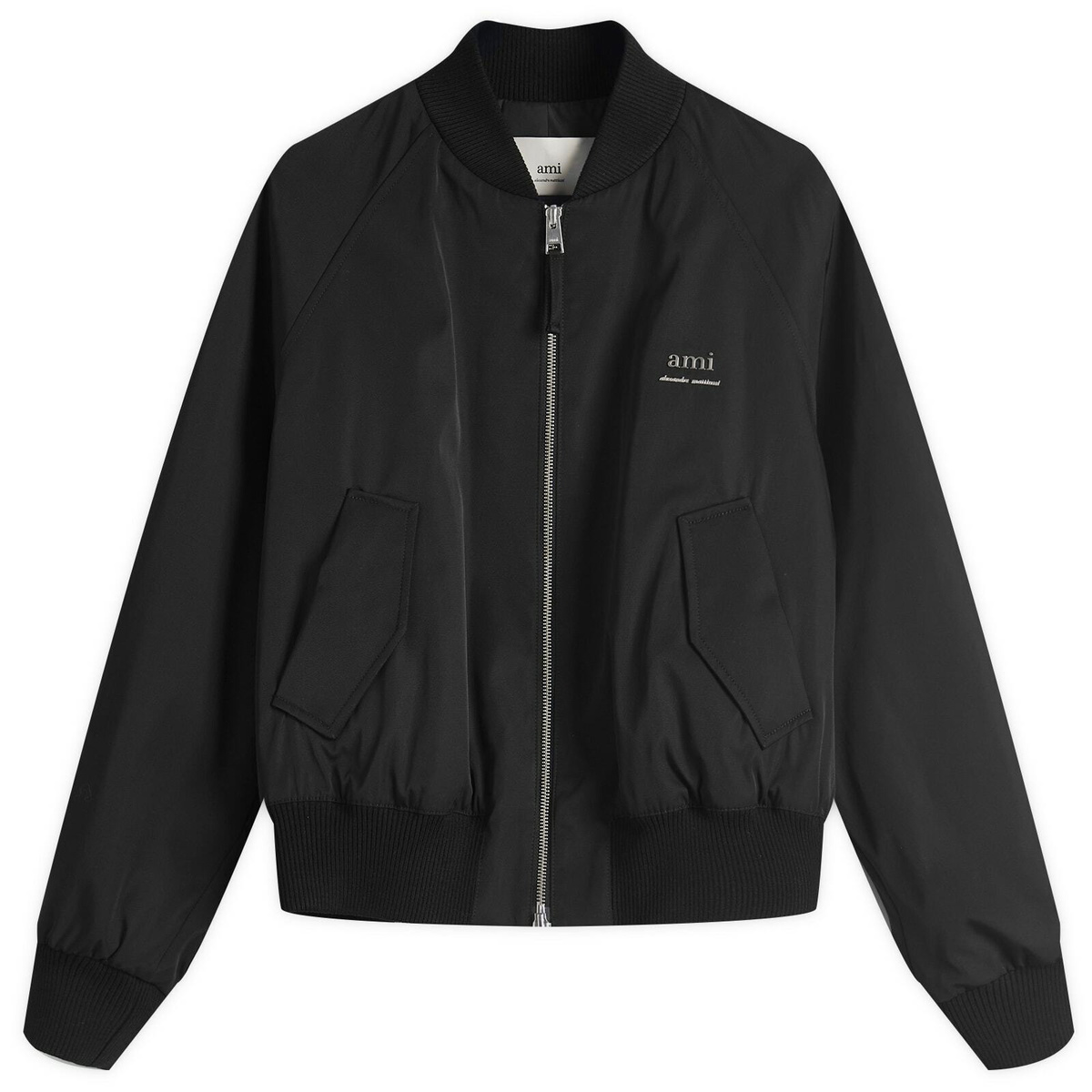 AMI Paris Women's Zipped Bomber Jacket in Black AMI