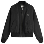 AMI Paris Women's Logo Bomber Jacket in Wool Gabardine Black