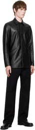 COOR Black Chevron Stitched Cow Leather Car Coat