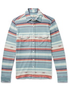 FAHERTY - Legend Printed Brushed Stretch-Flannel Shirt - Blue