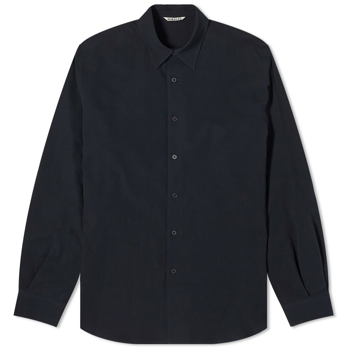 トップス AURALEE HARD TWIST COTTON SILK SHIRT Auralee Men's Hard Twist Cotton Silk Shirt in Dark Navy Auralee
