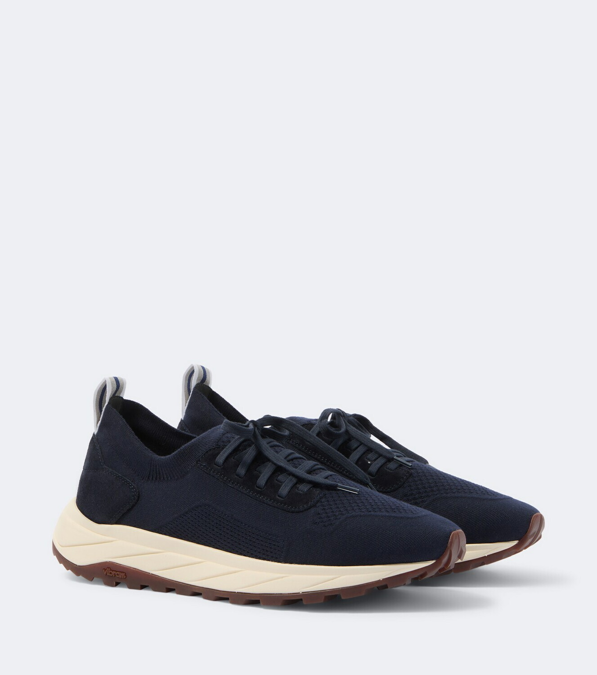 Fedeli Knitted suede-trimmed sneakers