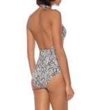 Heidi Klein Mombasa snake-effect halter swimsuit