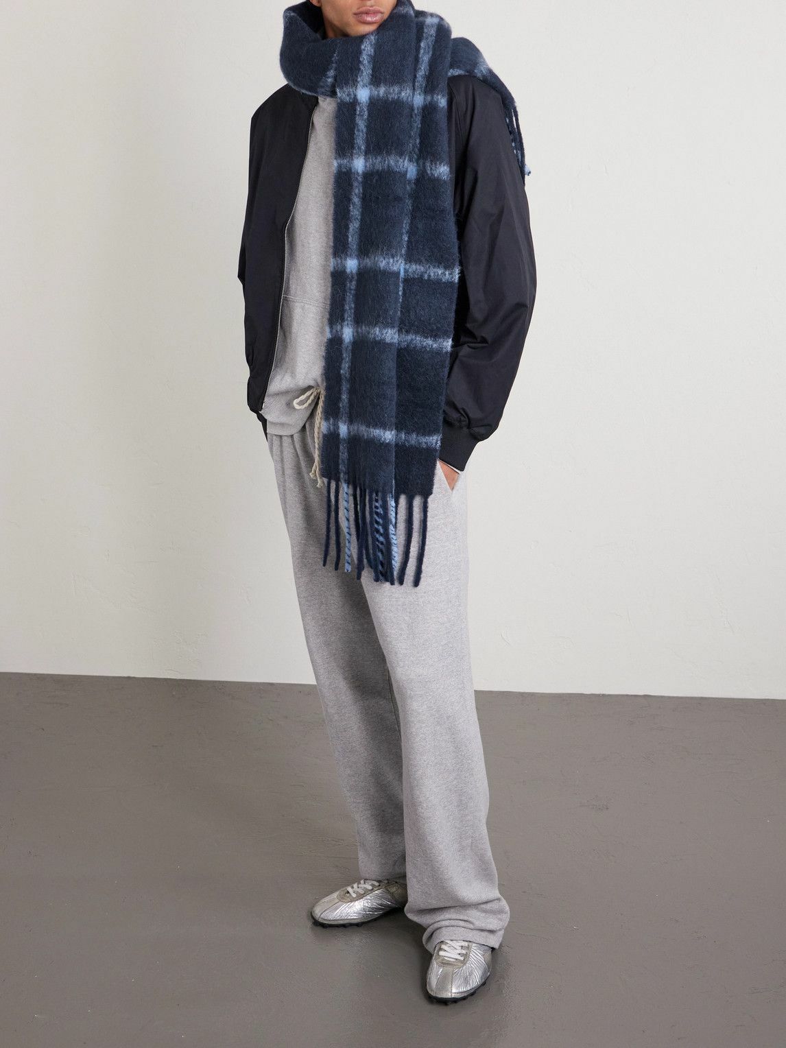 The Elder Statesman - Fringed Checked Alpaca-Blend Scarf