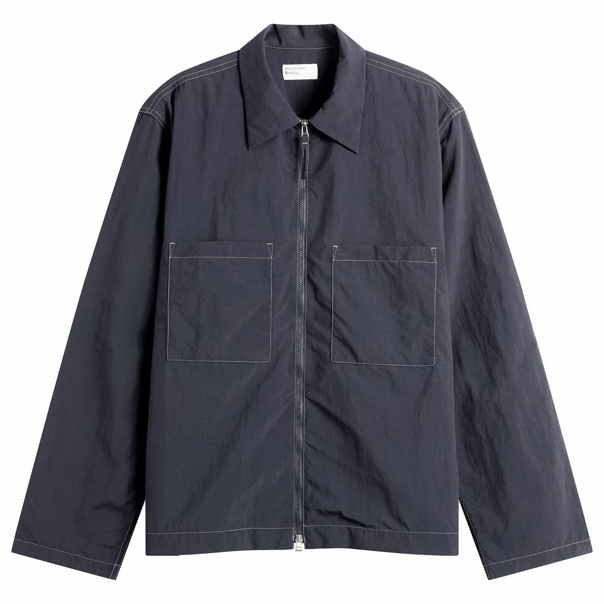 Universal Works Men's Seo Nylon Zip Too Shirt Jacket in Navy