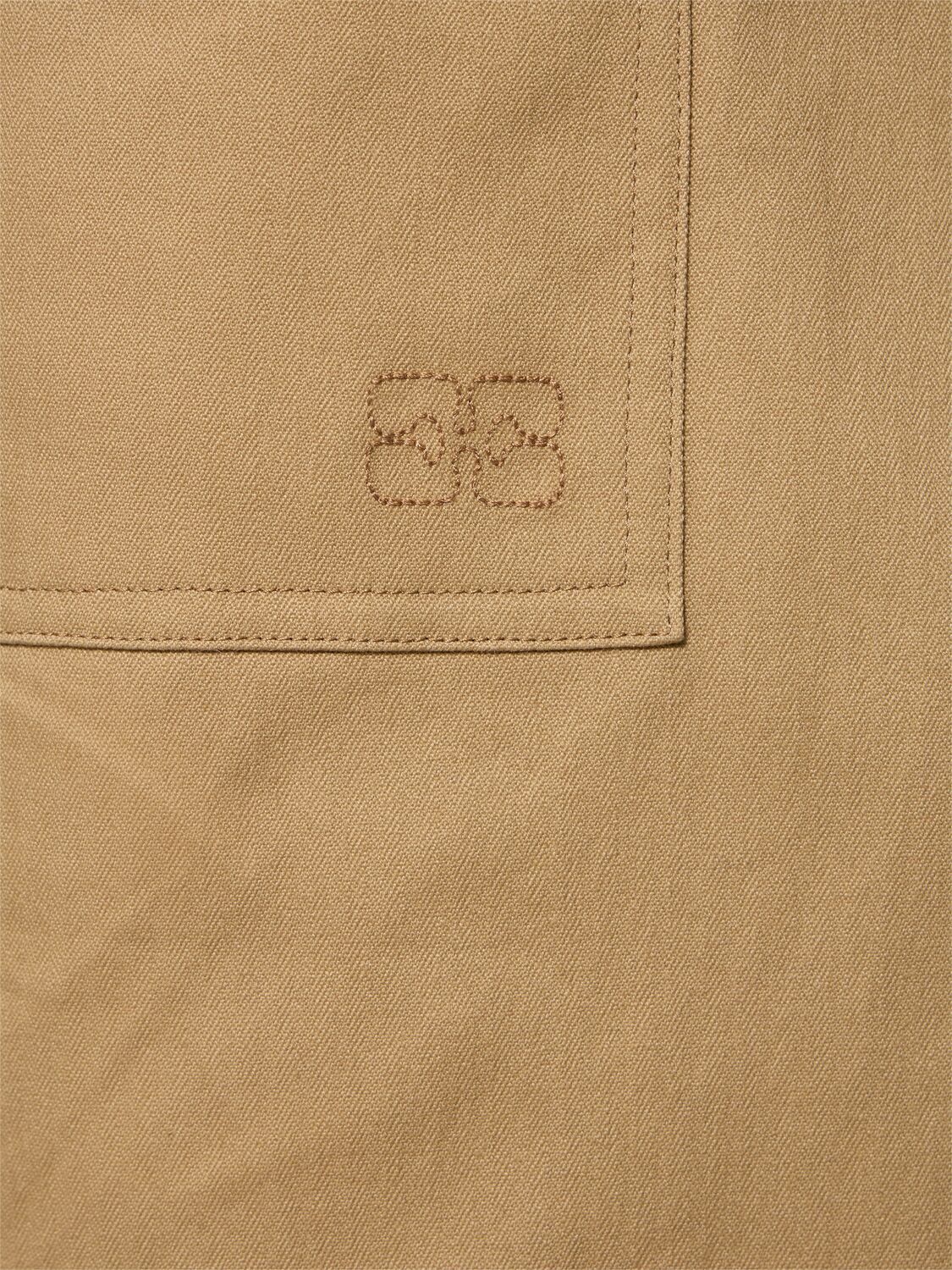 GANNI Herringbone Canvas Mid Waist Pants GANNI