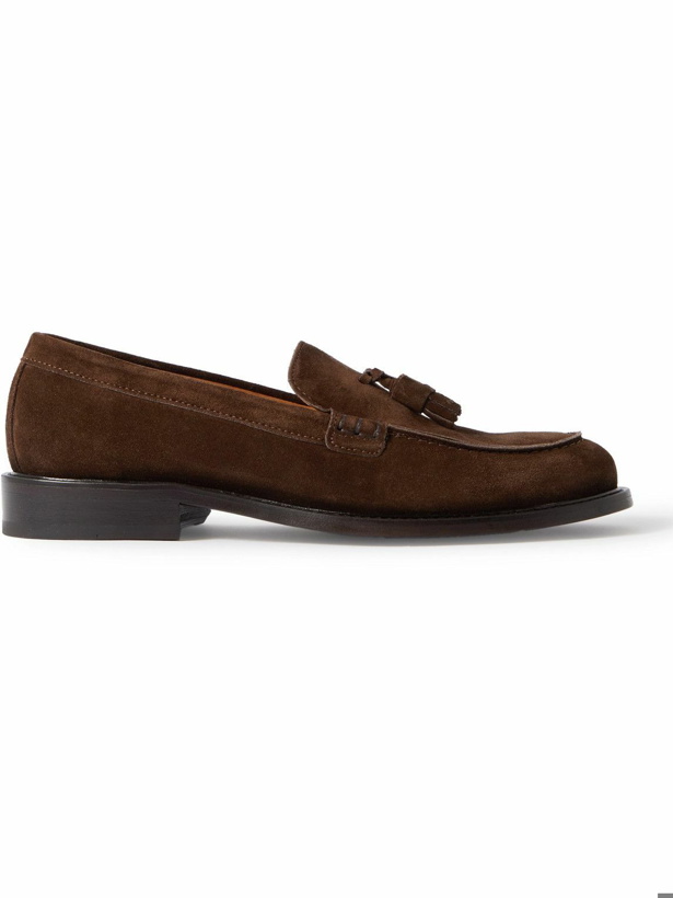 Photo: Mr P. - Tasseled Regenerated Suede by evolo® Loafers - Brown