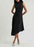 Alaïa Asymmetric Ribbed Wool Midi Dress Black