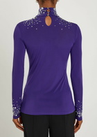 Rabanne Stud-embellished Stretch-jersey top Violet