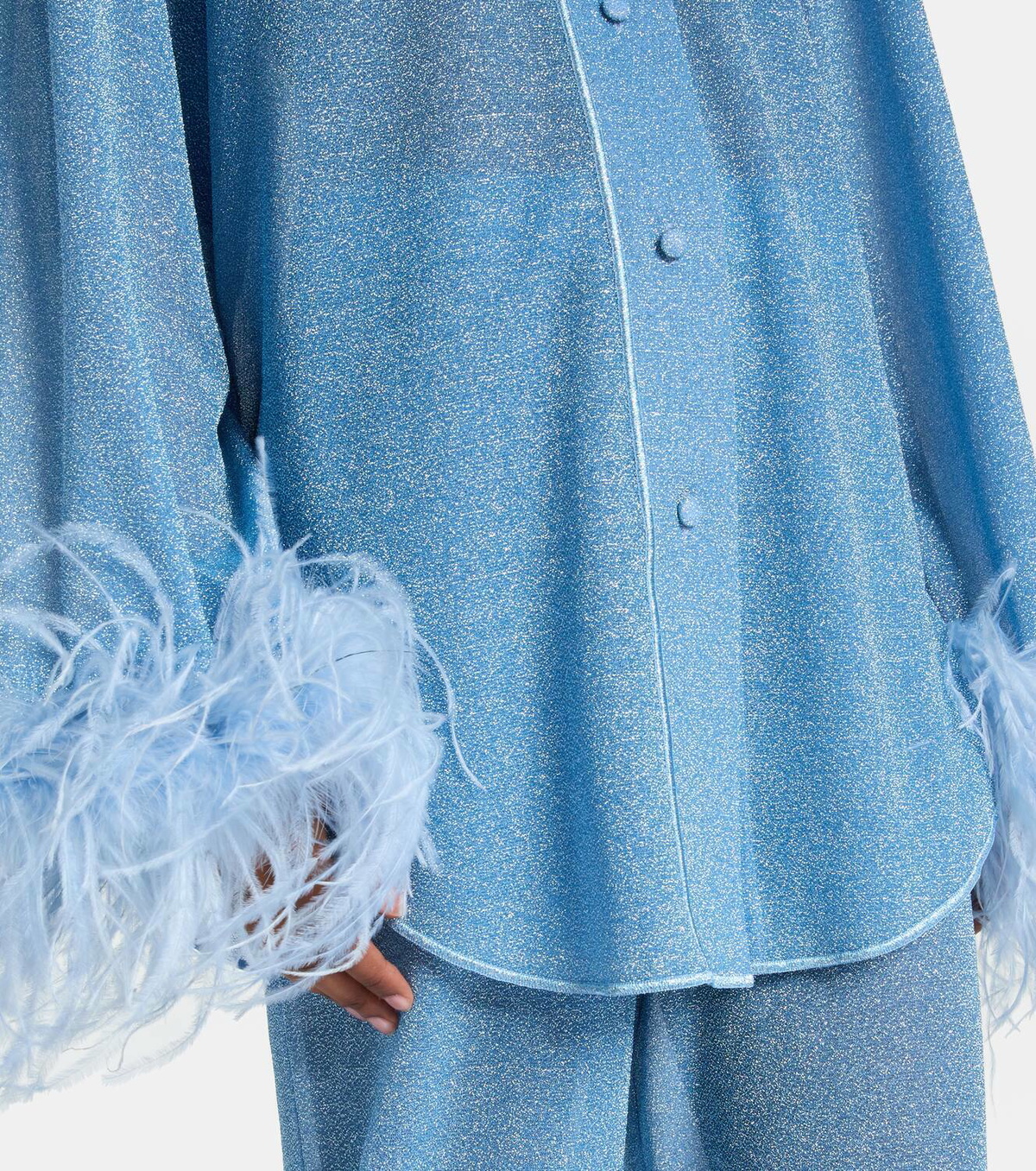 Oséree Lumière Plumage feather-trimmed shirt