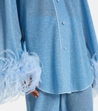 Oséree Lumière Plumage feather-trimmed shirt