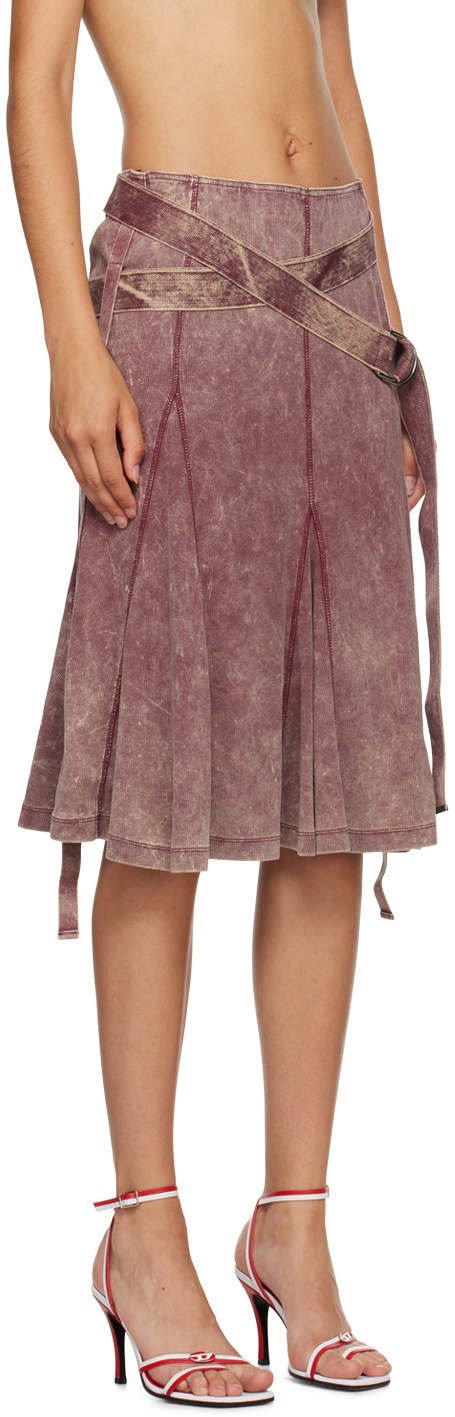 Women's Ribbed godet skirt with marble wash | Black | Diesel