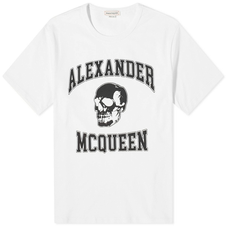 Photo: Alexander McQueen Men's Varsity Skull Logo T-Shirt in White/Black