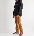 WTAPS - Drifters Embroidered Mélange Fleece-Back Cotton-Blend Jersey Hoodie - Black