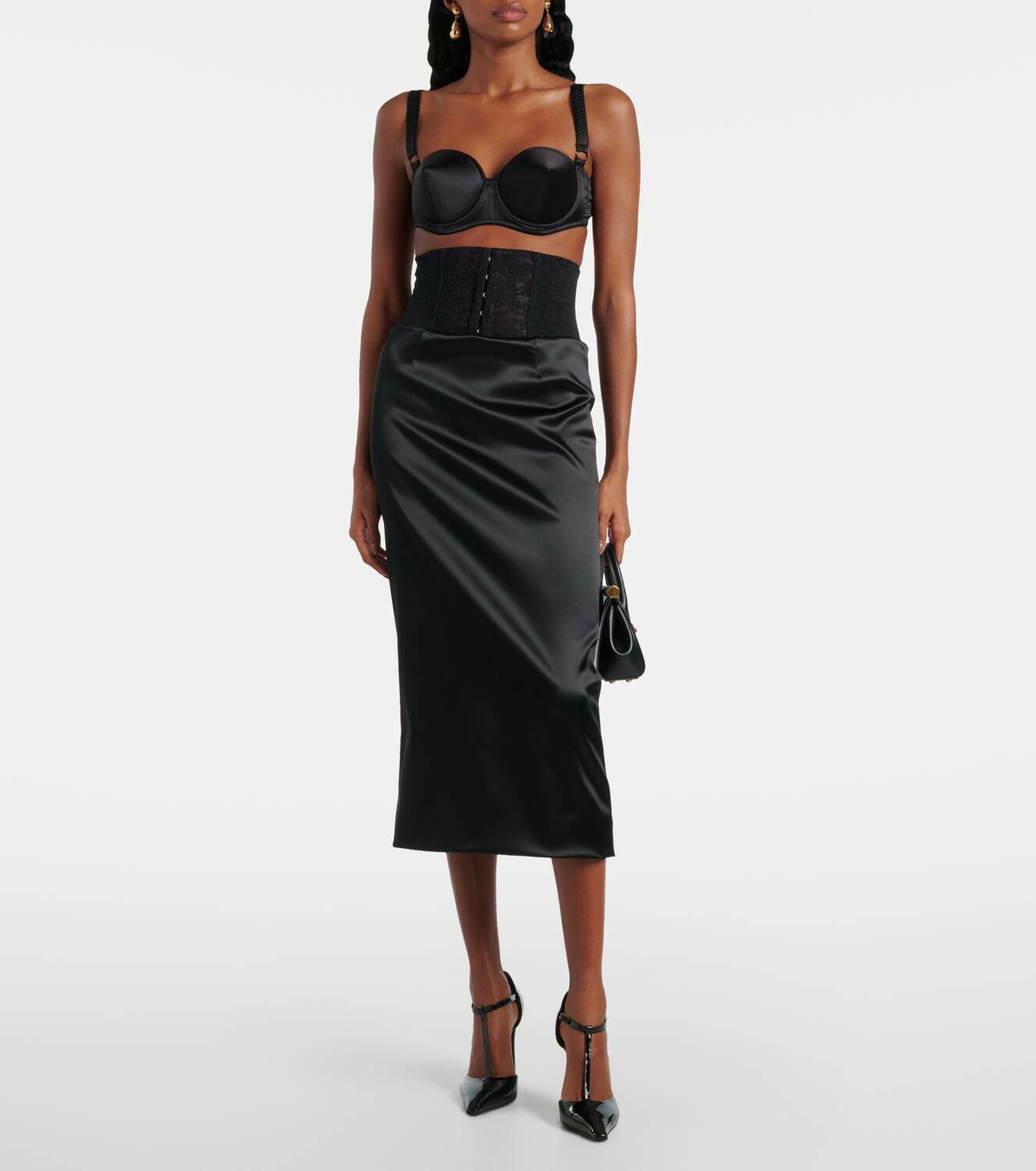 Dolce&Gabbana Corset satin midi skirt