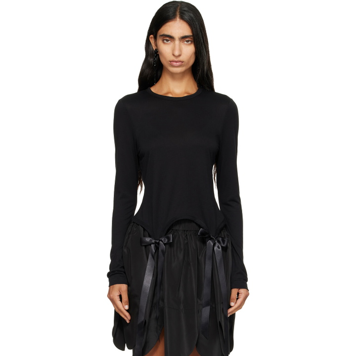 Photo: Simone Rocha Black Bow Tail Easy Long Sleeve T-shirt
