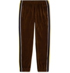 Gucci - Tapered Webbing-Trimmed Velvet Track Pants - Brown