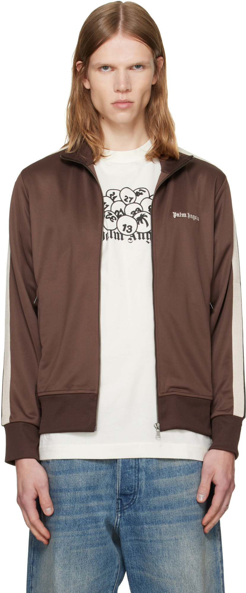 Palm Angels Brown Classic Logo Track Jacket