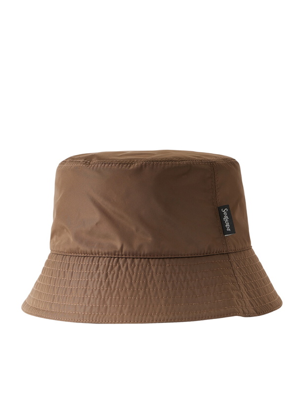 Photo: SAINT LAURENT - Recycled Shell Bucket Hat - Brown
