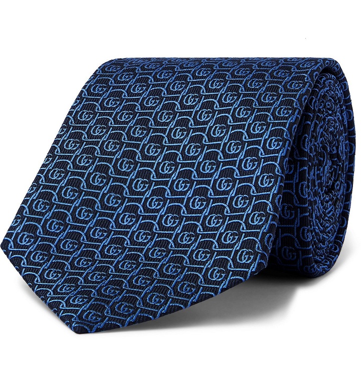 Photo: GUCCI - 7cm Logo-Jacquard Silk Tie - Blue