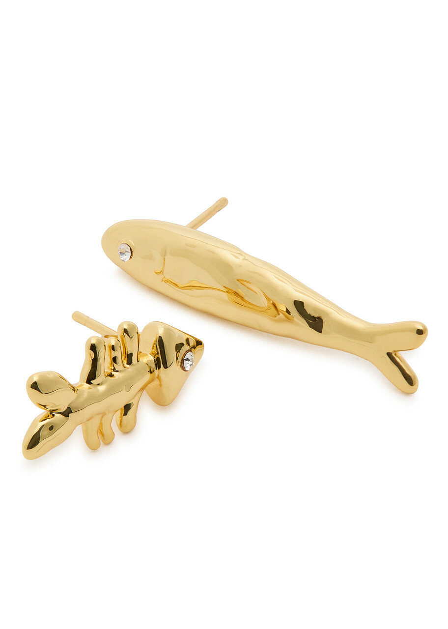 Eliou Sardine And Fishbone 18kt Gold-plated Drop Earrings - One Size