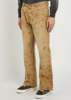 Saint Mxxxxxx Dr. Woo Printed Straight-leg Canvas Trousers Beige