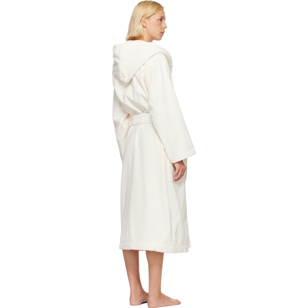 Tekla Off-White Terry Hooded Bathrobe
