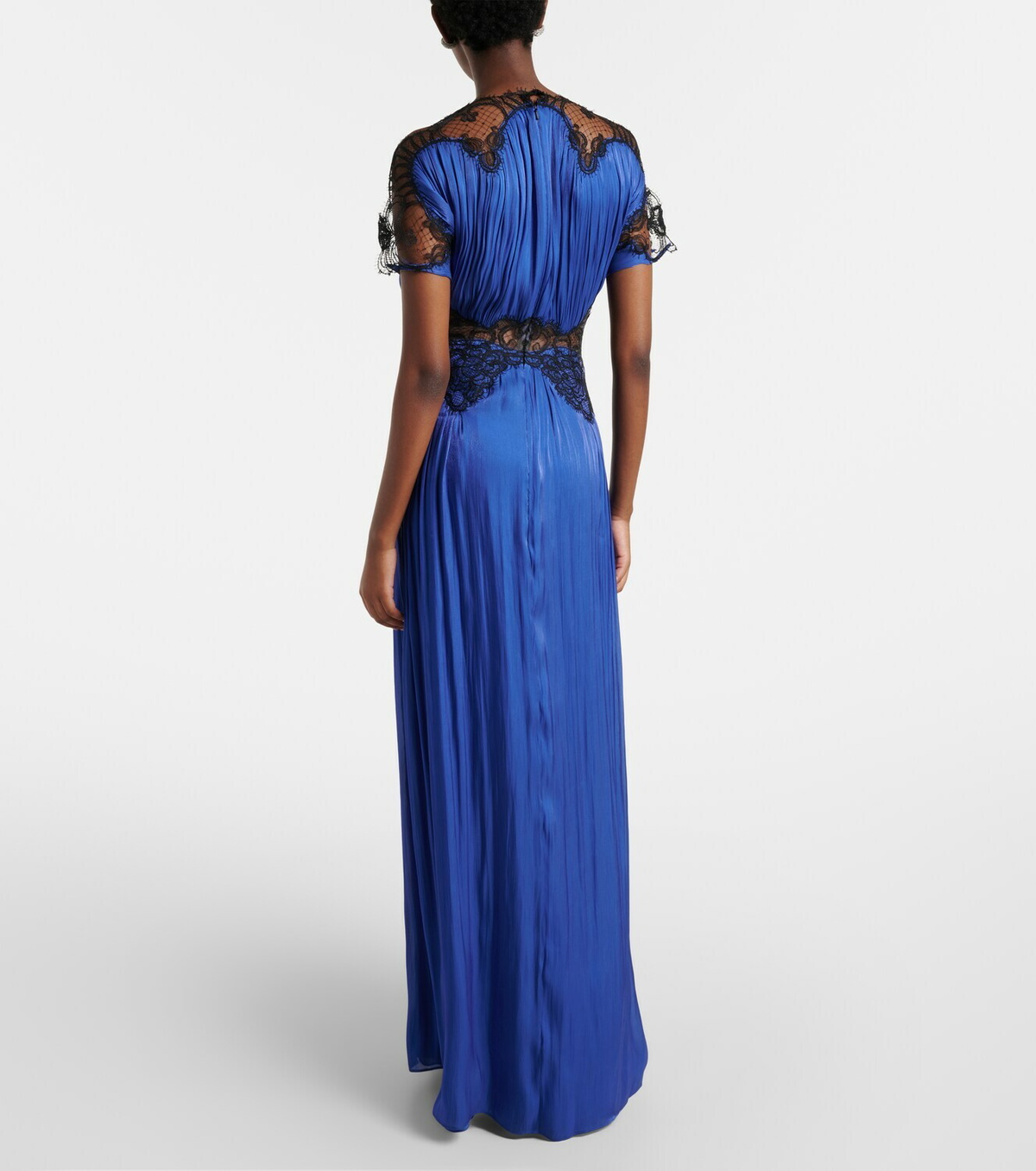 Costarellos Lace-trimmed Lurex georgette gown
