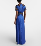 Costarellos Lace-trimmed Lurex georgette gown