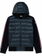 Moncler - Logo-Appliquéd Virgin Wool and Quilted Shell Down Cardigan - Blue