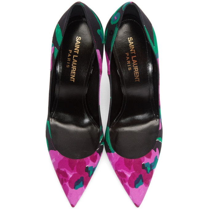 Saint Laurent Black Floral Zoe Pumps Saint Laurent