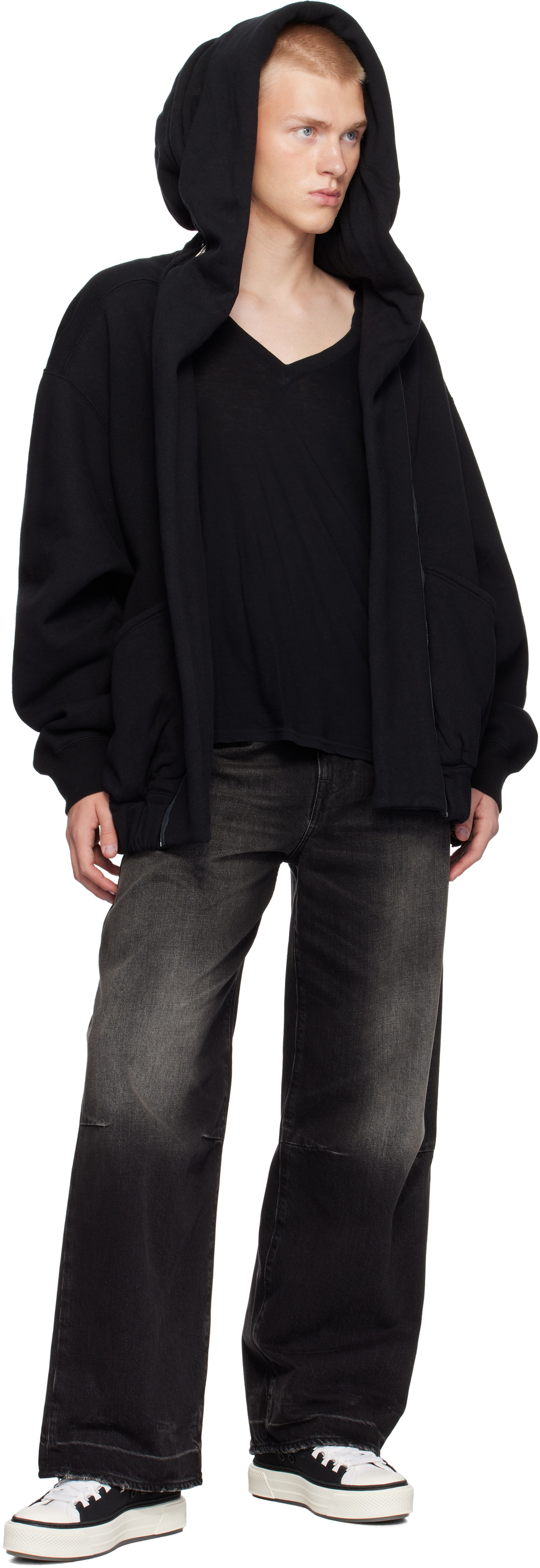 R13 Black Lillian Oversized Parka Hoodie
