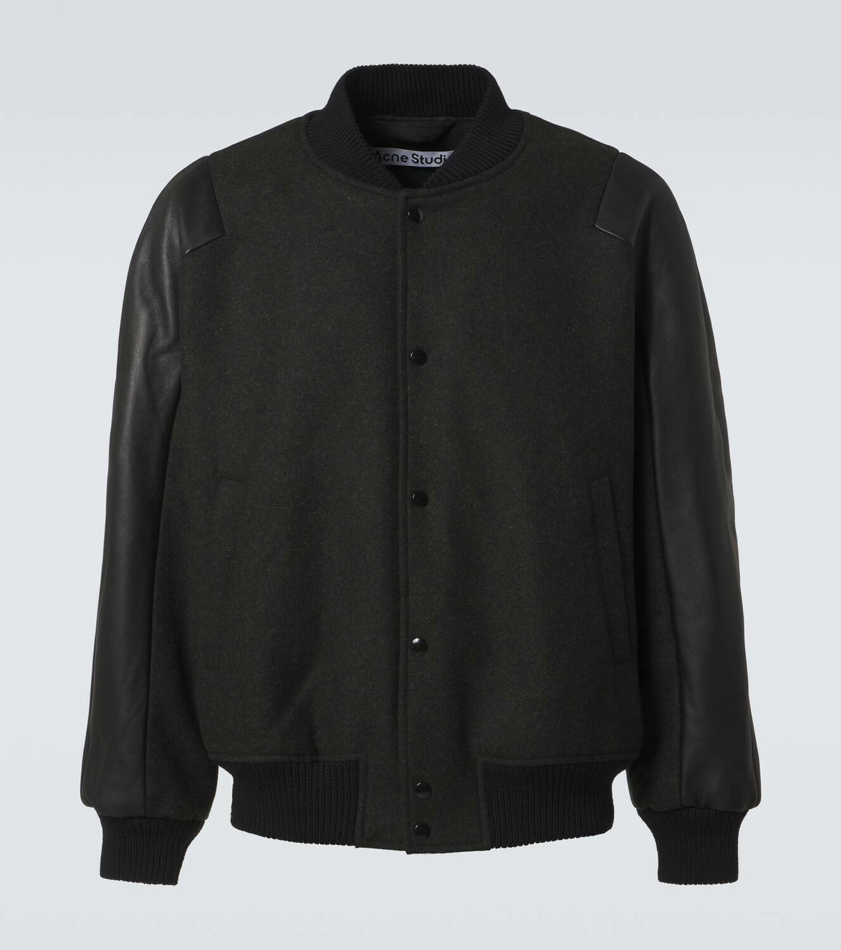 ジャケット・アウター BEEDEN BLACK TWILL JAKET Cropped Bomber Jacket in Primal Lambskin Leather in BLACK