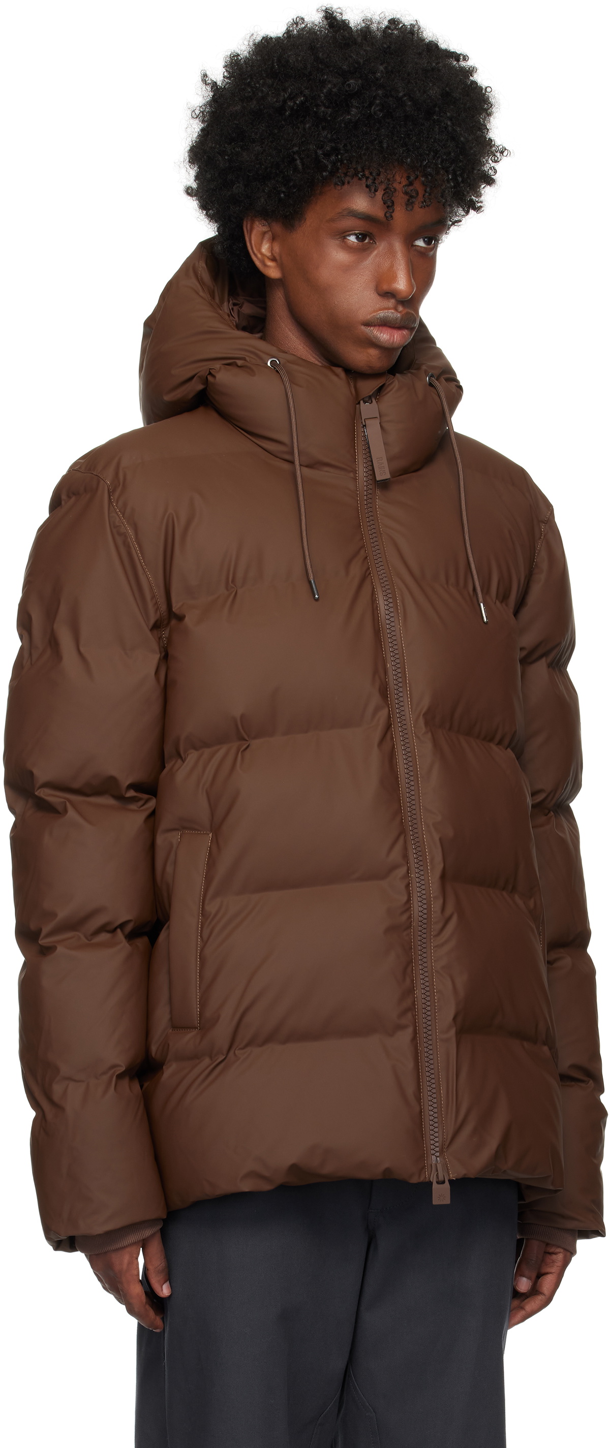 RAINS Brown Alta Puffer Jacket Rains