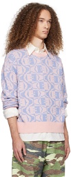 Acne Studios Pink & Blue Jacquard Sweater