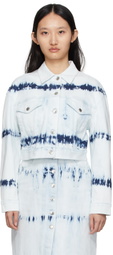 Stella McCartney Indigo Stripe Tie-Dye Cropped Denim Jacket
