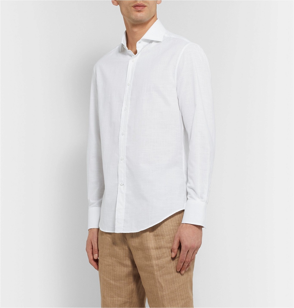 Brunello Cucinelli - Slim-Fit Cutaway-Collar Cotton Shirt - White ...