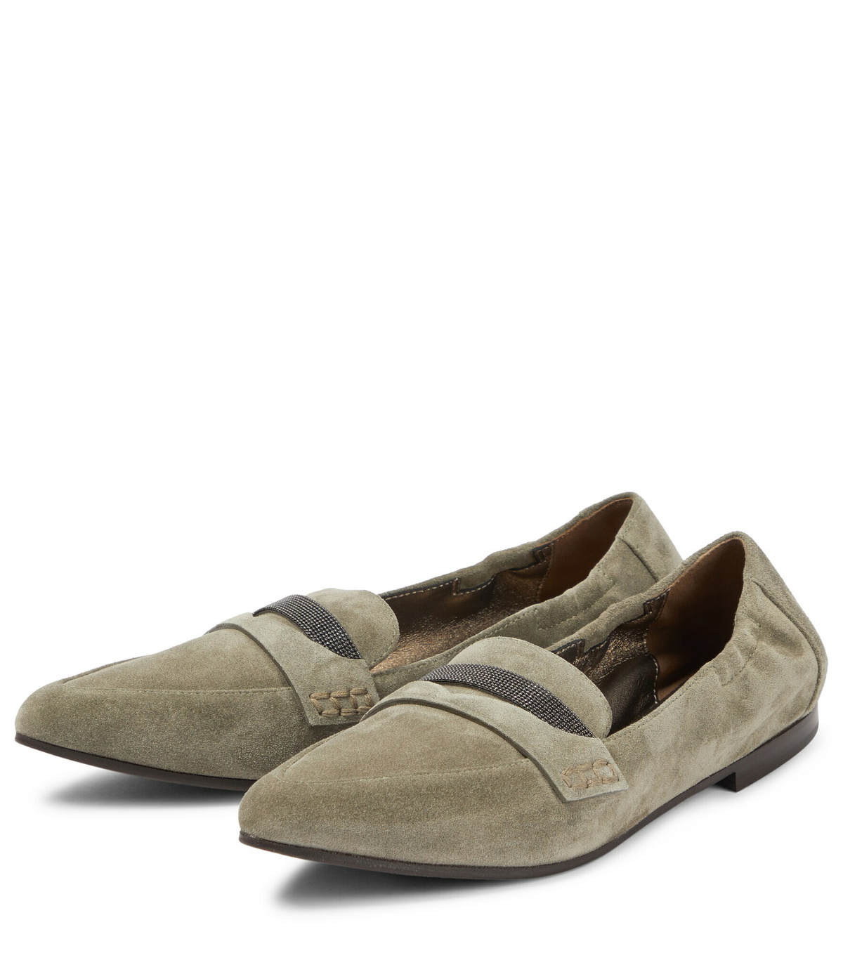 Mocassins Brunello Cucinelli En Agneau Métallisé Avec Garniture En Fourrure - Taille 38 - Neuf Avec Emballage