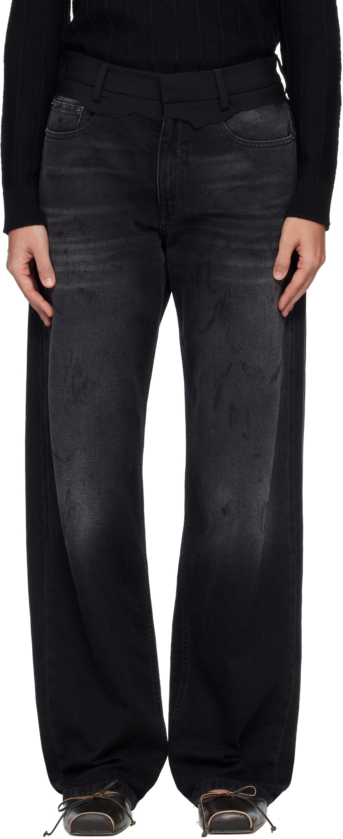 MM6 Maison Margiela Black Straight-Leg Jeans
