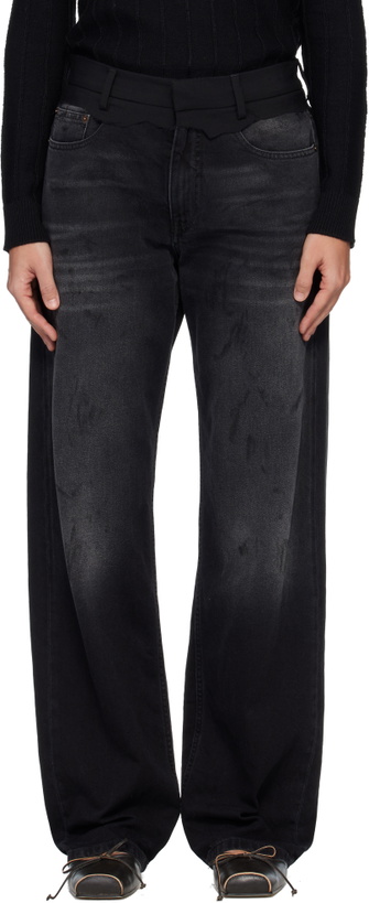 Photo: MM6 Maison Margiela Black Straight-Leg Jeans