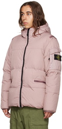 Stone Island Pink Garment-Dye Crinkle Reps R-Ny Down Jacket