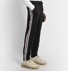 Burberry - Slim-Fit Logo-Print Striped Loopback Cotton-Jersey Sweatpants - Black