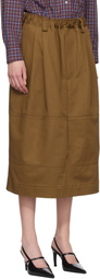 Meryll Rogge Brown Workwear Drawstring Denim Midi Skirt