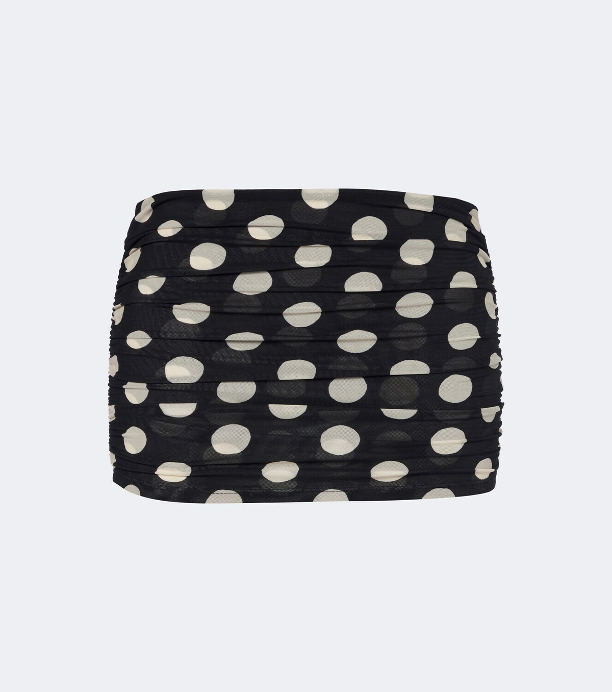 Montce Polka-dot ruched mesh miniskirt