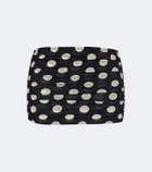 Montce Polka-dot ruched mesh miniskirt
