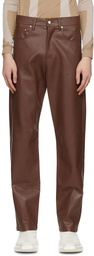 MISBHV Brown Faux-Leather Trousers