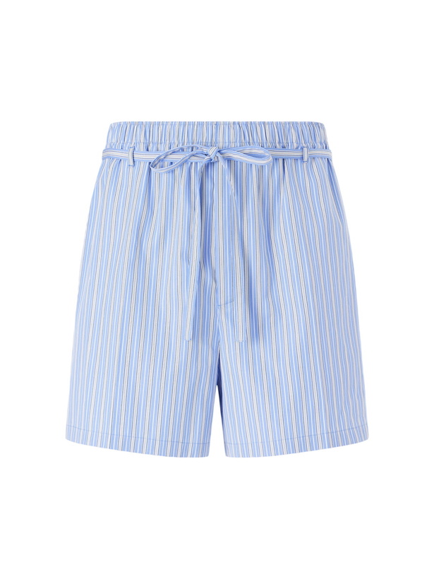 Photo: SAINT LAURENT - Straight-Leg Striped Cotton-Poplin Drawstring Shorts - Blue