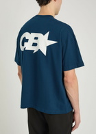 Cole Buxton Star Racing Logo-print Cotton T-shirt Navy