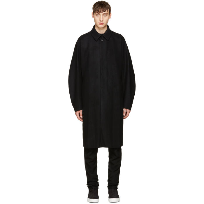 Attachment Black Wool Long Coat Attachment